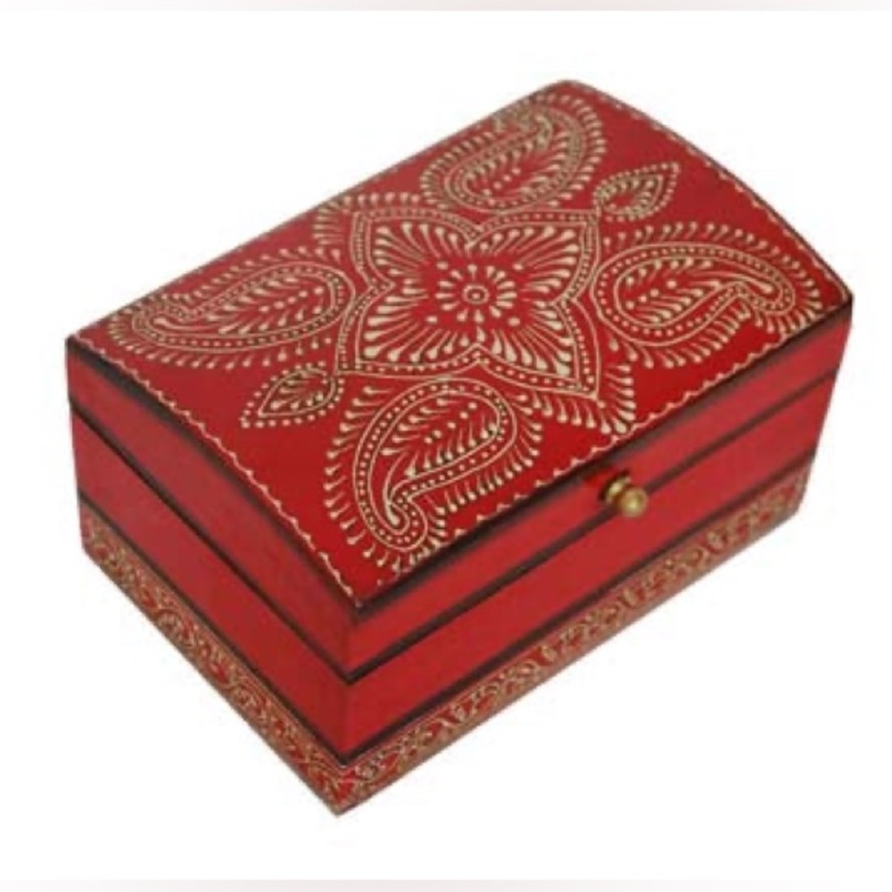 Red Wooden Storage Box